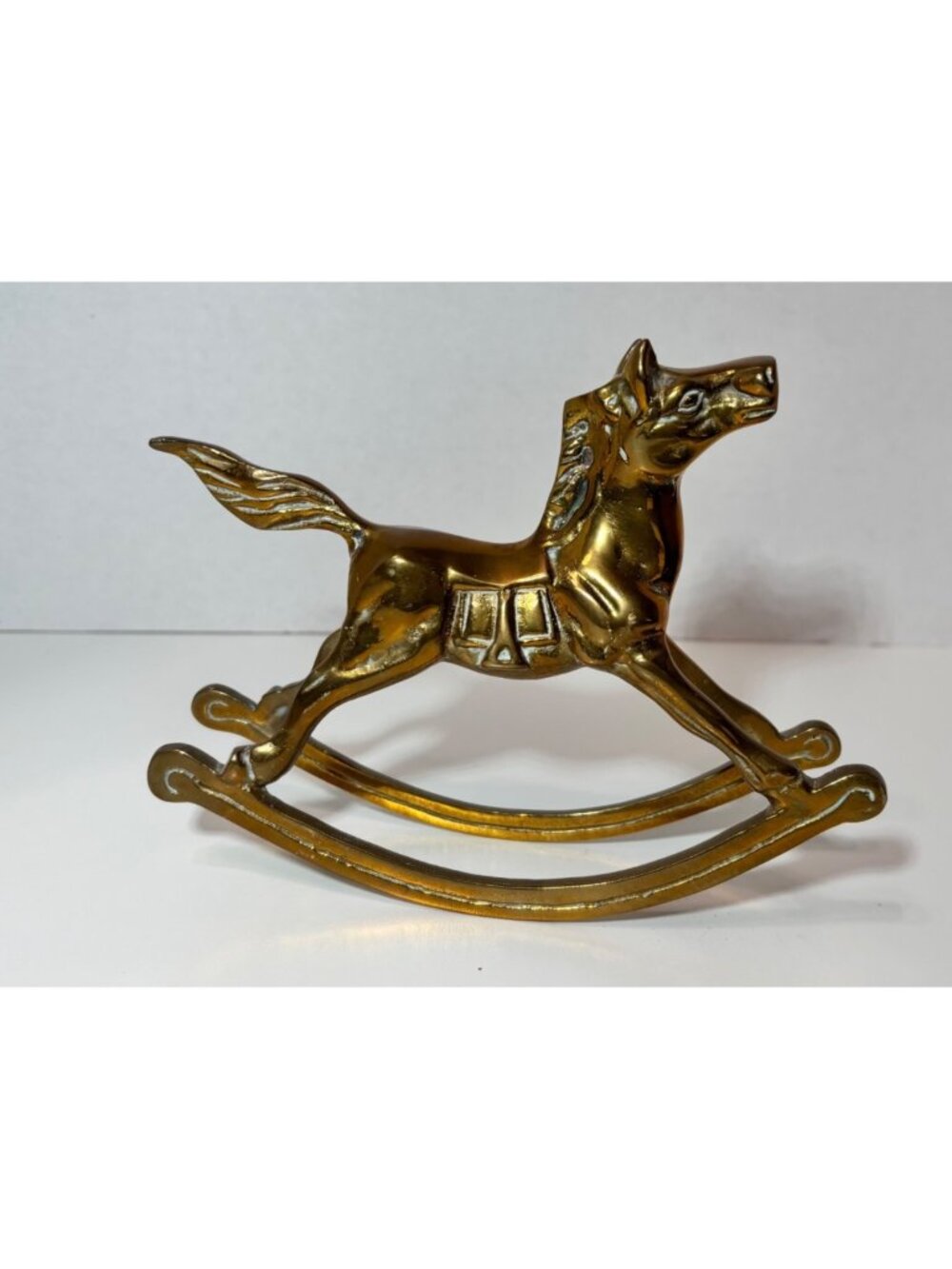 Vintage Brass Rocking Horse Collectible Figurine 5.25" Tall